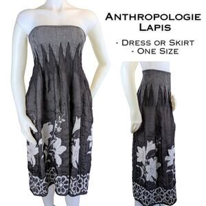 Anthropologie Lapis Convertible Smocked Tube Dress / Skirt OS Boho Floral Midi